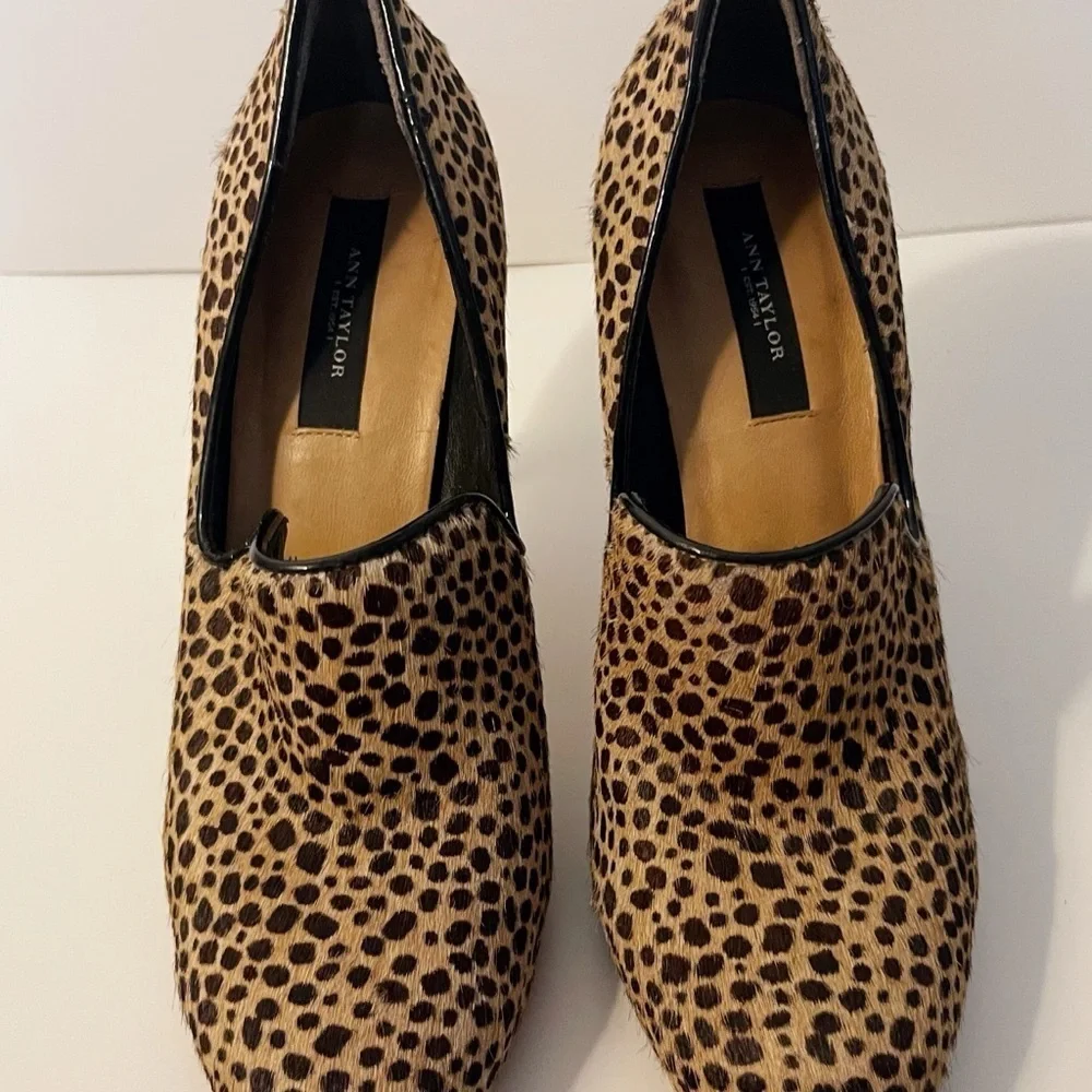 Y2K Ann Taylor Fur Cheetah Print Platform Heels Fall Chic Office Holiday Party